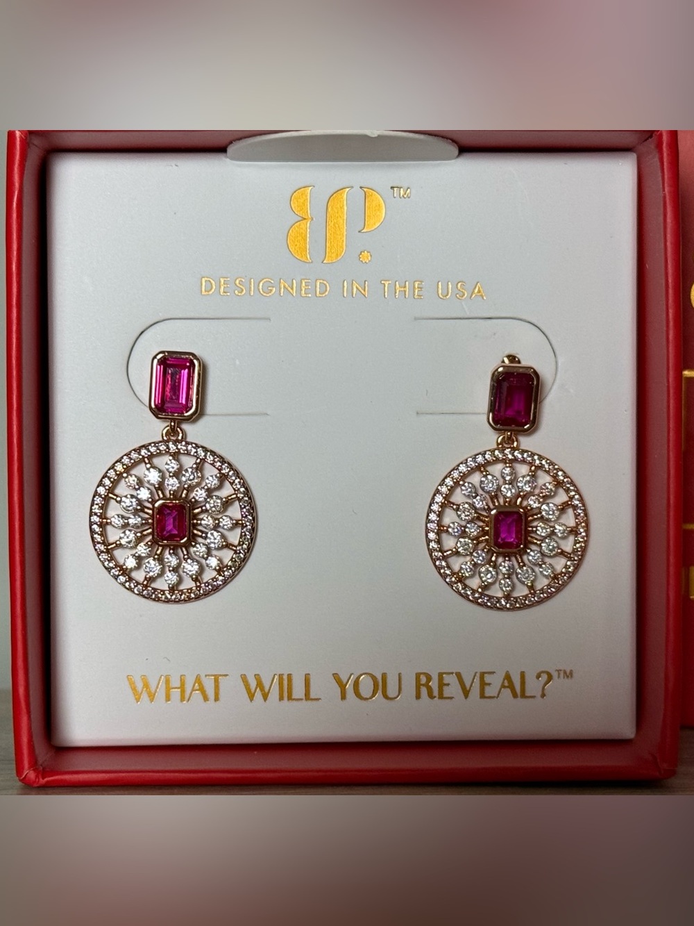 Bomb Party July Birthday Earrings “The Elizabeth Earrings” Brand New!